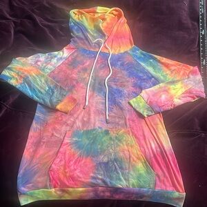 BiBi sz Small hoodie, lightweight tie dye NEON